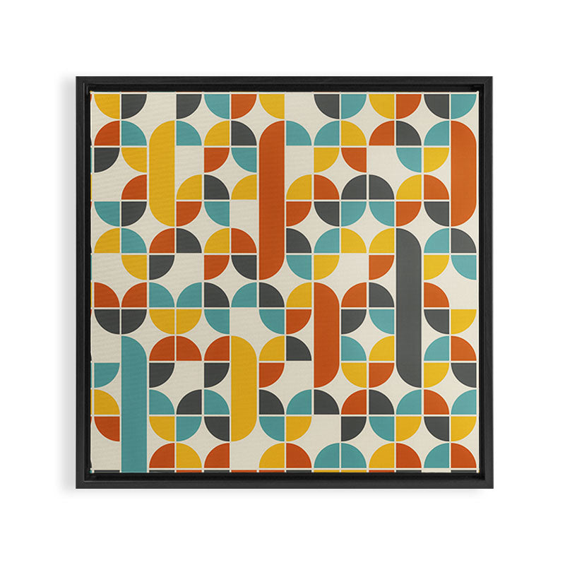 1970s Colors Mid Century Modern Geometric Pattern  Framed Canvas Print