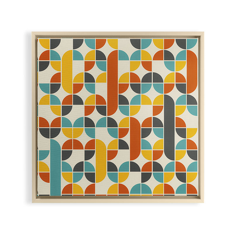 1970s Colors Mid Century Modern Geometric Pattern  Framed Canvas Print