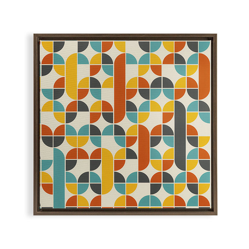 1970s Colors Mid Century Modern Geometric Pattern  Framed Canvas Print