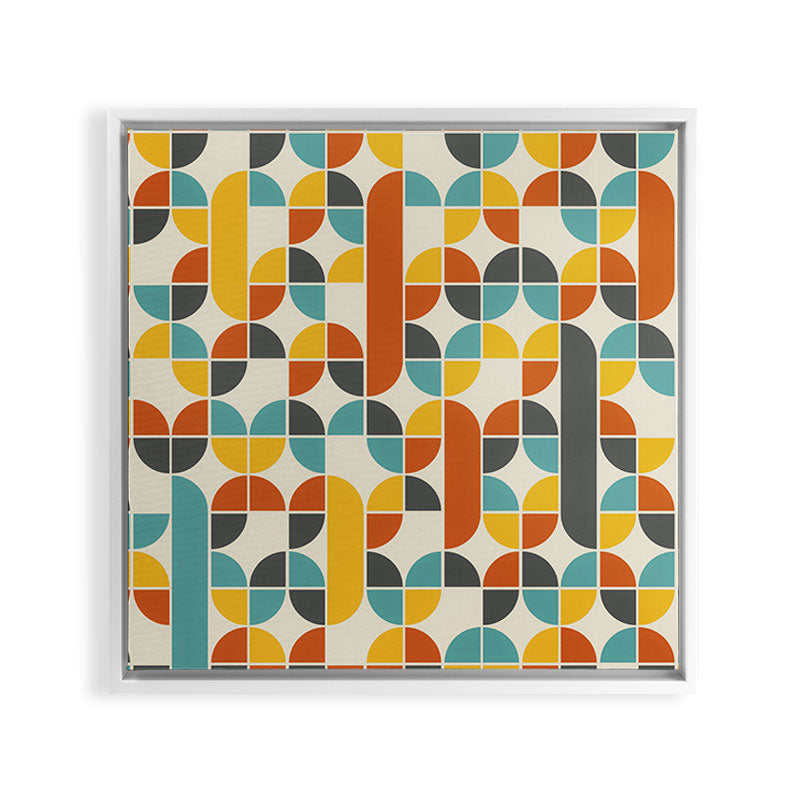 1970s Colors Mid Century Modern Geometric Pattern  Framed Canvas Print
