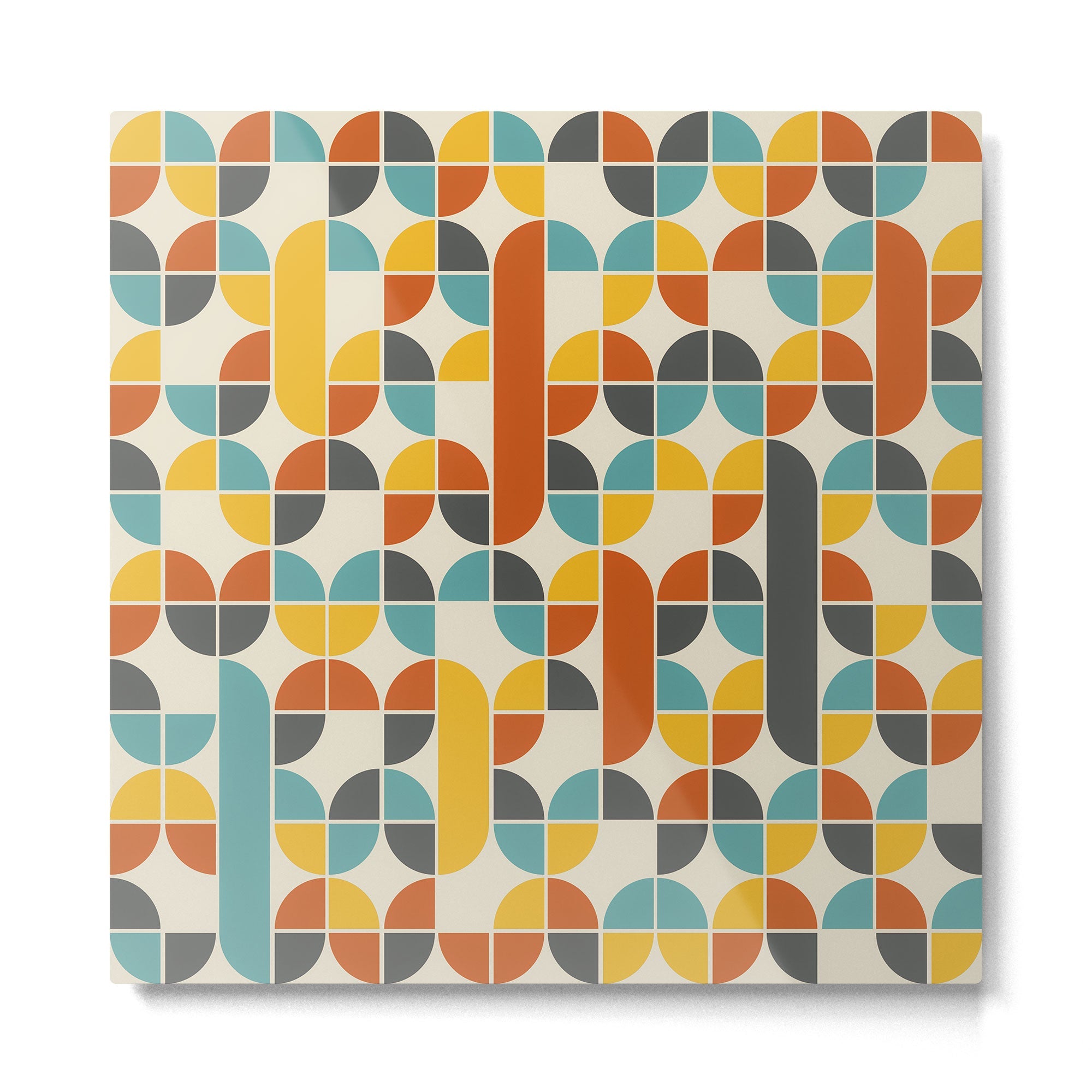1970s Colors Mid Century Modern Geometric Pattern  Metal Print