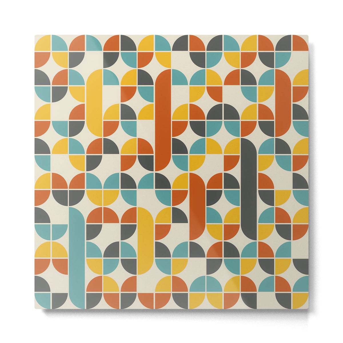 1970s Colors Mid Century Modern Geometric Pattern  Metal Print