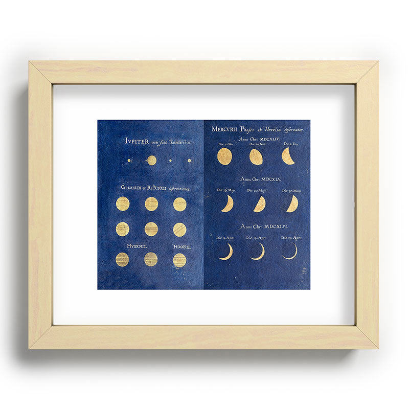 17th-Century Astronomical Art by Maria Clara Eimmart: Phases of Jupiter and Mercury Framed Art Print