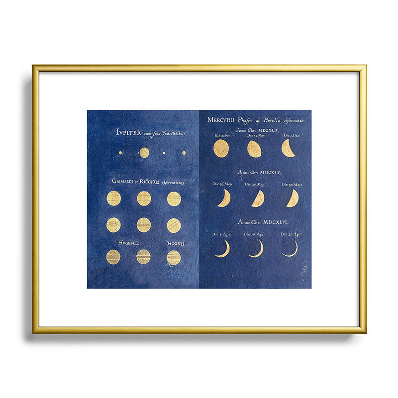 17th-Century Astronomical Art by Maria Clara Eimmart: Phases of Jupiter and Mercury Framed Art Print