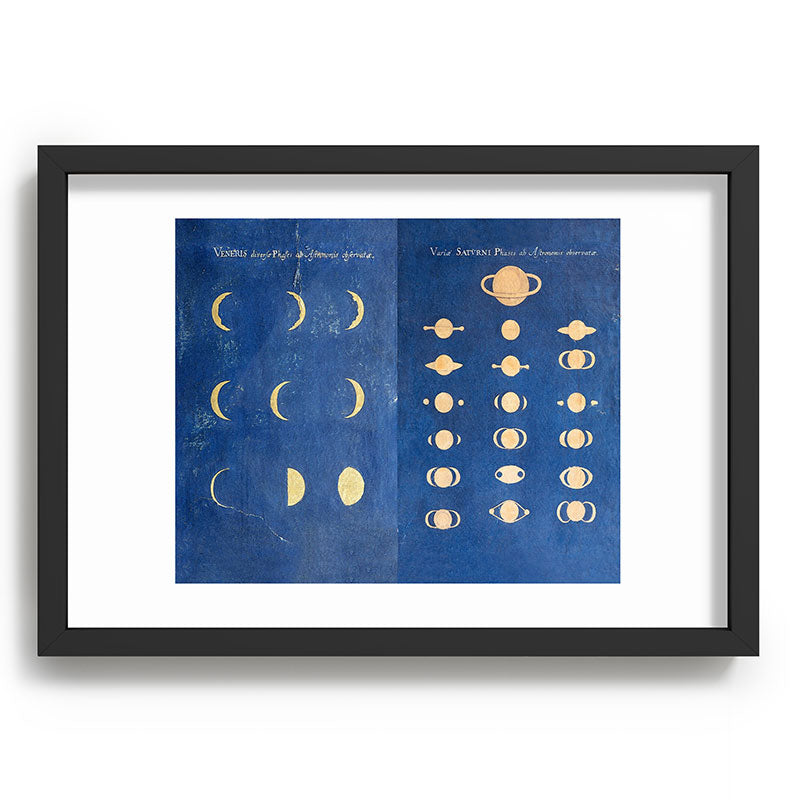 17th-Century Astronomical Art by Maria Clara Eimmart: Phases of Venus and Saturn Framed Art Print