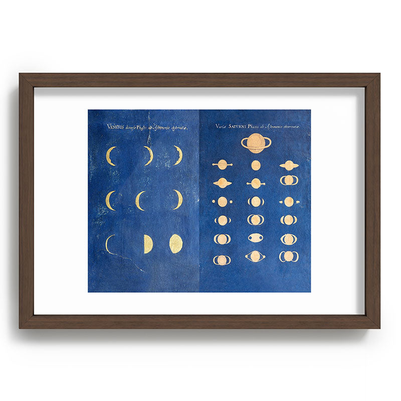 17th-Century Astronomical Art by Maria Clara Eimmart: Phases of Venus and Saturn Framed Art Print
