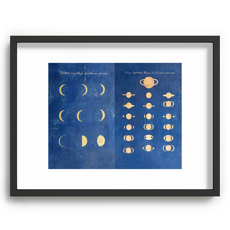17th-Century Astronomical Art by Maria Clara Eimmart: Phases of Venus and Saturn Framed Art Print