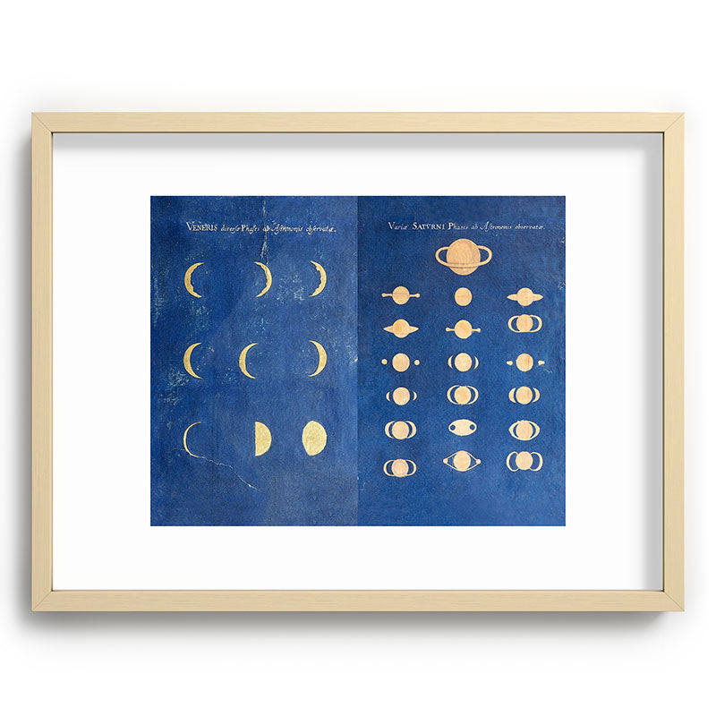17th-Century Astronomical Art by Maria Clara Eimmart: Phases of Venus and Saturn Framed Art Print