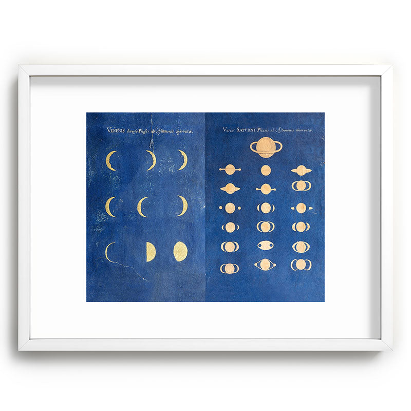 17th-Century Astronomical Art by Maria Clara Eimmart: Phases of Venus and Saturn Framed Art Print