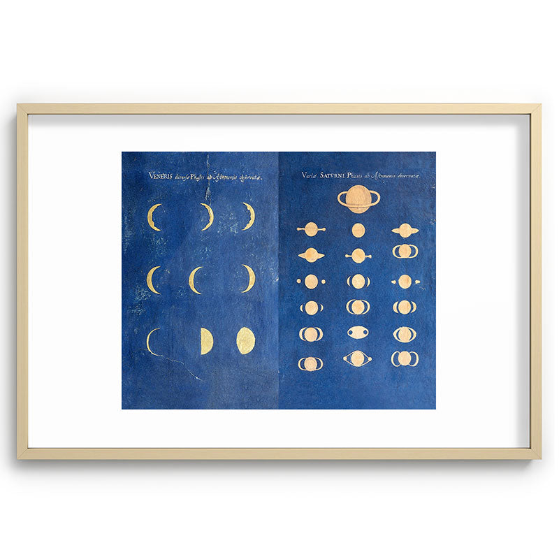 17th-Century Astronomical Art by Maria Clara Eimmart: Phases of Venus and Saturn Framed Art Print