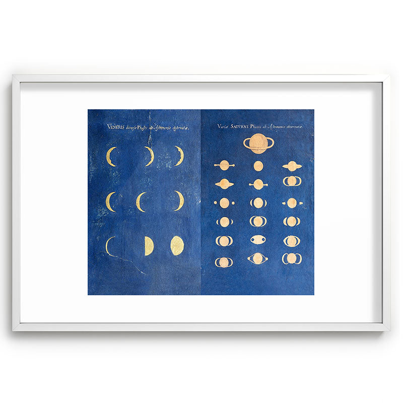 17th-Century Astronomical Art by Maria Clara Eimmart: Phases of Venus and Saturn Framed Art Print