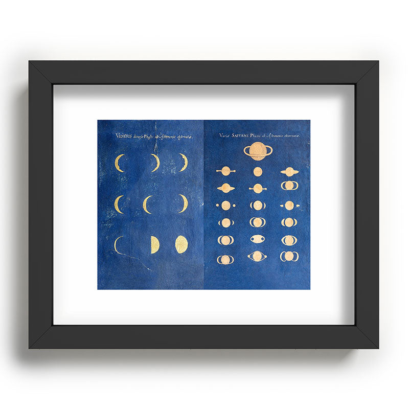 17th-Century Astronomical Art by Maria Clara Eimmart: Phases of Venus and Saturn Framed Art Print