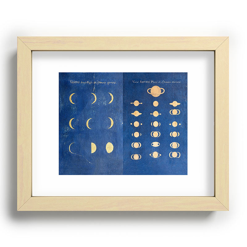 17th-Century Astronomical Art by Maria Clara Eimmart: Phases of Venus and Saturn Framed Art Print