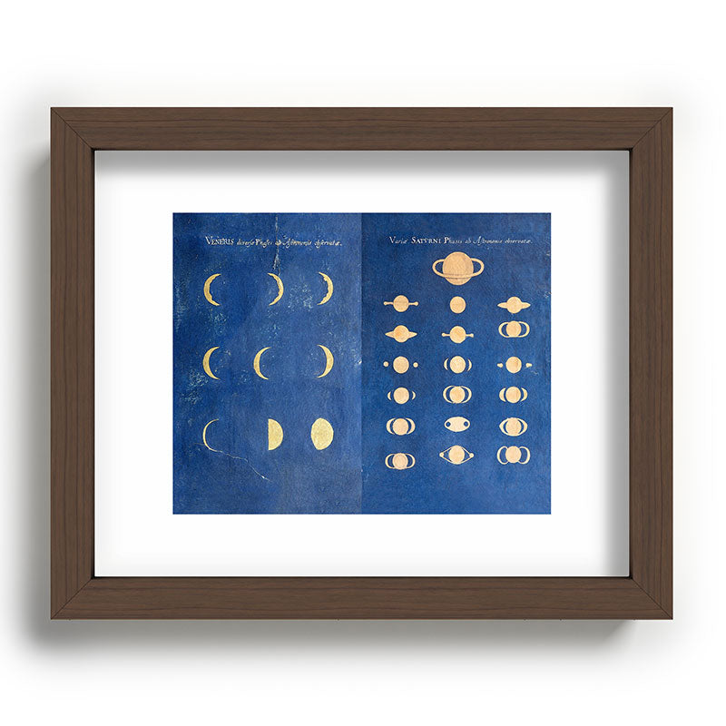 17th-Century Astronomical Art by Maria Clara Eimmart: Phases of Venus and Saturn Framed Art Print