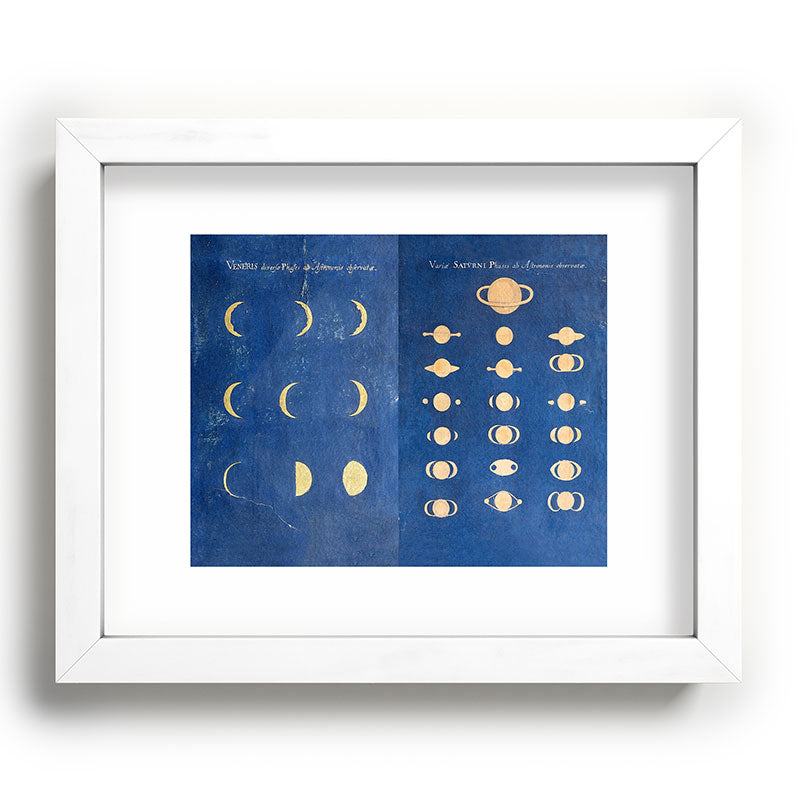 17th-Century Astronomical Art by Maria Clara Eimmart: Phases of Venus and Saturn Framed Art Print