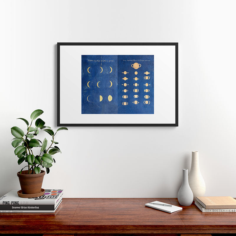 17th-Century Astronomical Art by Maria Clara Eimmart: Phases of Venus and Saturn Framed Art Print