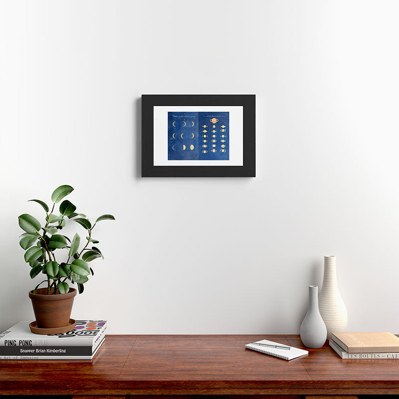 17th-Century Astronomical Art by Maria Clara Eimmart: Phases of Venus and Saturn Framed Art Print