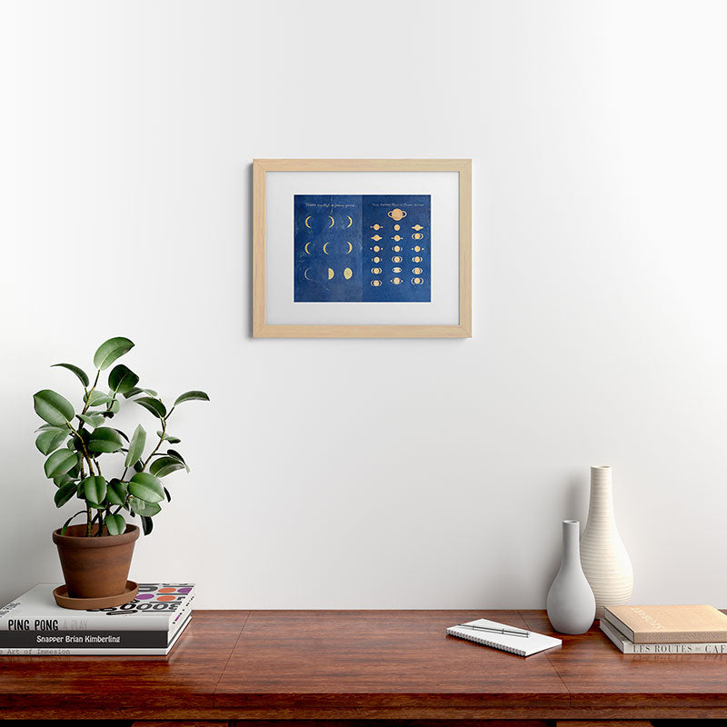17th-Century Astronomical Art by Maria Clara Eimmart: Phases of Venus and Saturn Framed Art Print