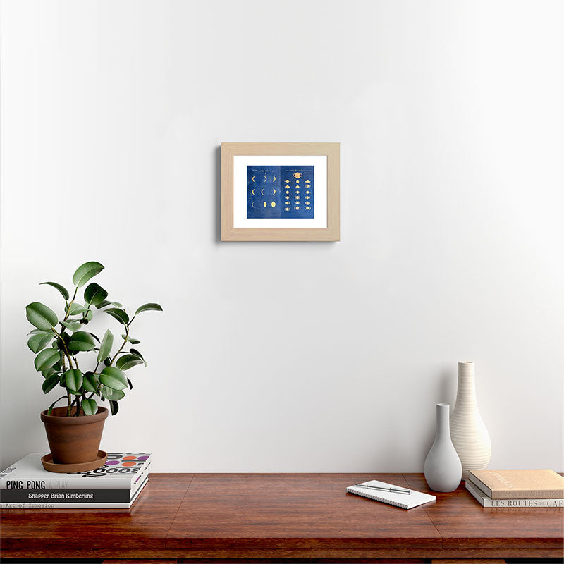 17th-Century Astronomical Art by Maria Clara Eimmart: Phases of Venus and Saturn Framed Art Print
