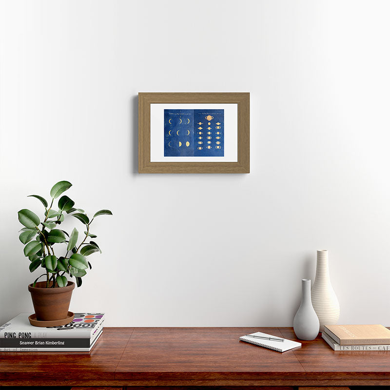 17th-Century Astronomical Art by Maria Clara Eimmart: Phases of Venus and Saturn Framed Art Print