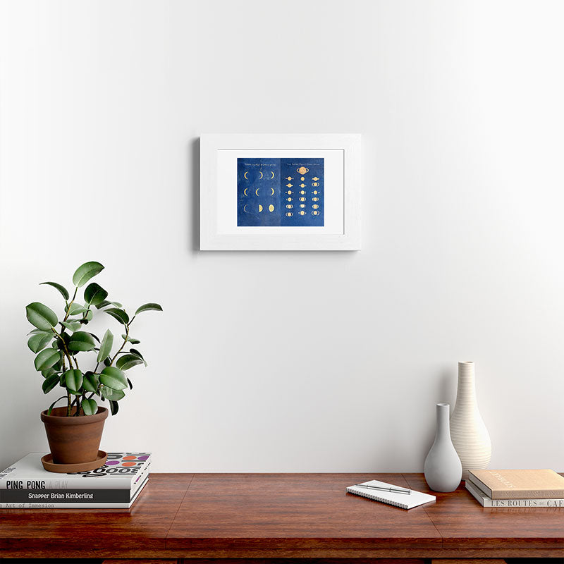 17th-Century Astronomical Art by Maria Clara Eimmart: Phases of Venus and Saturn Framed Art Print