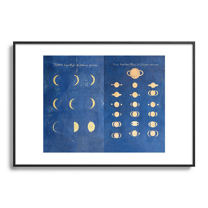 17th-Century Astronomical Art by Maria Clara Eimmart: Phases of Venus and Saturn Framed Art Print