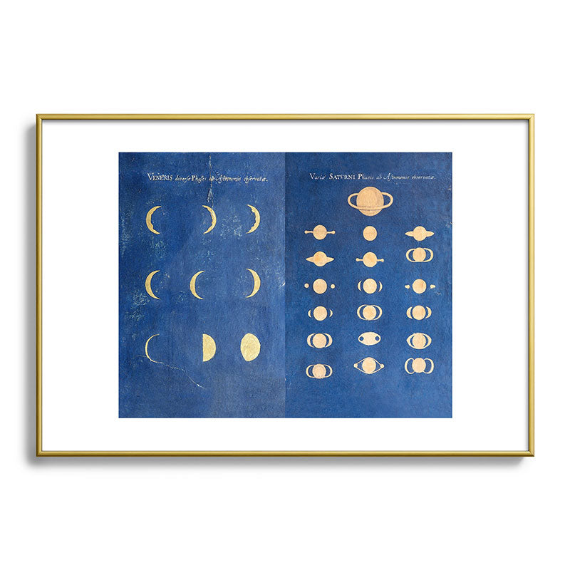 17th-Century Astronomical Art by Maria Clara Eimmart: Phases of Venus and Saturn Framed Art Print