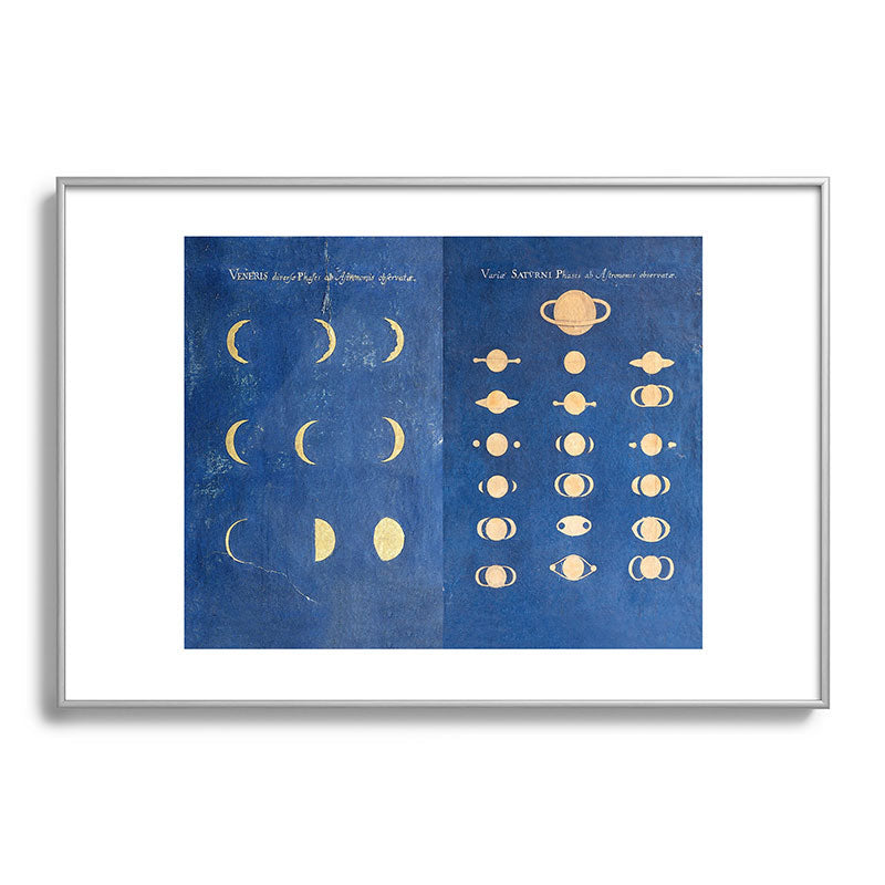 17th-Century Astronomical Art by Maria Clara Eimmart: Phases of Venus and Saturn Framed Art Print