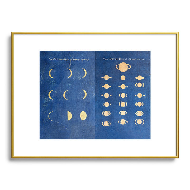 17th-Century Astronomical Art by Maria Clara Eimmart: Phases of Venus and Saturn Framed Art Print