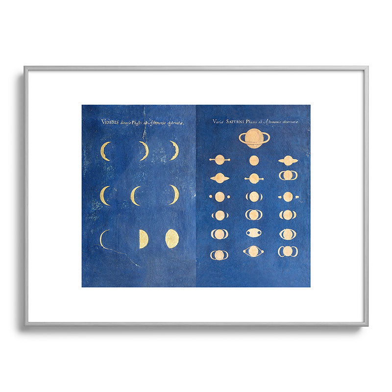17th-Century Astronomical Art by Maria Clara Eimmart: Phases of Venus and Saturn Framed Art Print