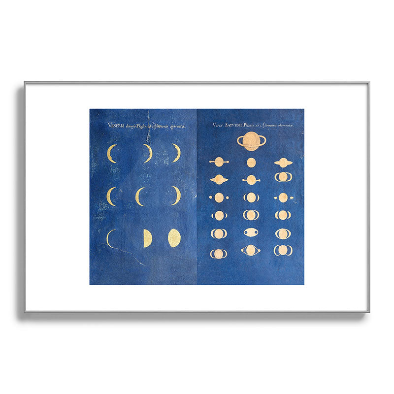 17th-Century Astronomical Art by Maria Clara Eimmart: Phases of Venus and Saturn Framed Art Print