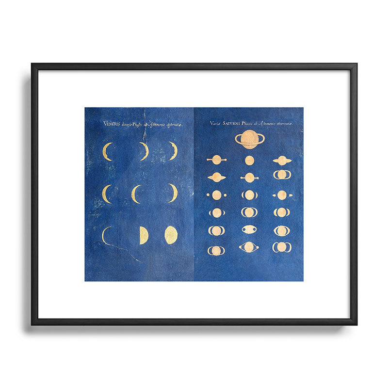 17th-Century Astronomical Art by Maria Clara Eimmart: Phases of Venus and Saturn Framed Art Print