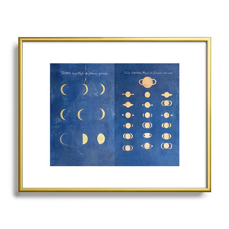 17th-Century Astronomical Art by Maria Clara Eimmart: Phases of Venus and Saturn Framed Art Print