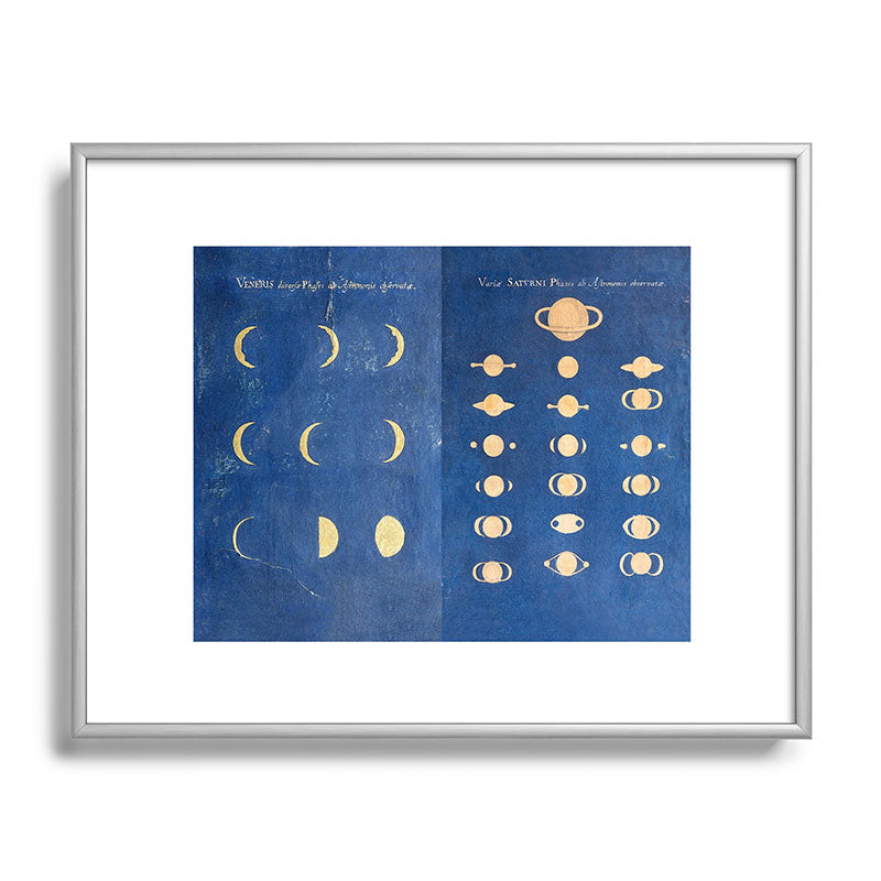 17th-Century Astronomical Art by Maria Clara Eimmart: Phases of Venus and Saturn Framed Art Print