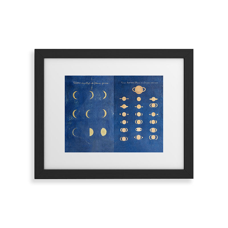 17th-Century Astronomical Art by Maria Clara Eimmart: Phases of Venus and Saturn Framed Art Print