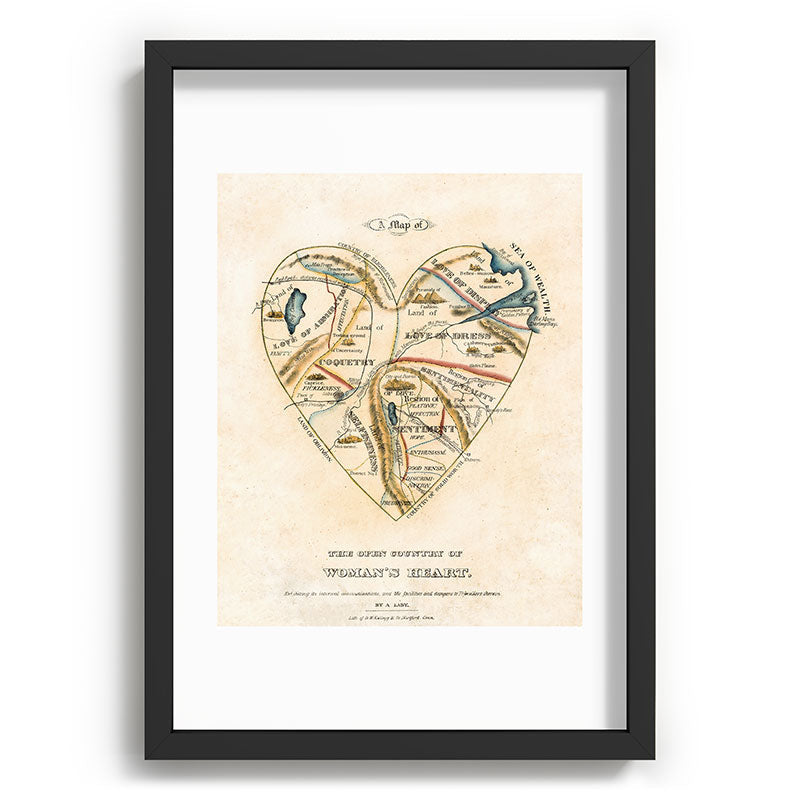"A Map of the Open Country of a Woman's Heart" by D. W. Kellogg (c. 1833-1842) Framed Art Print