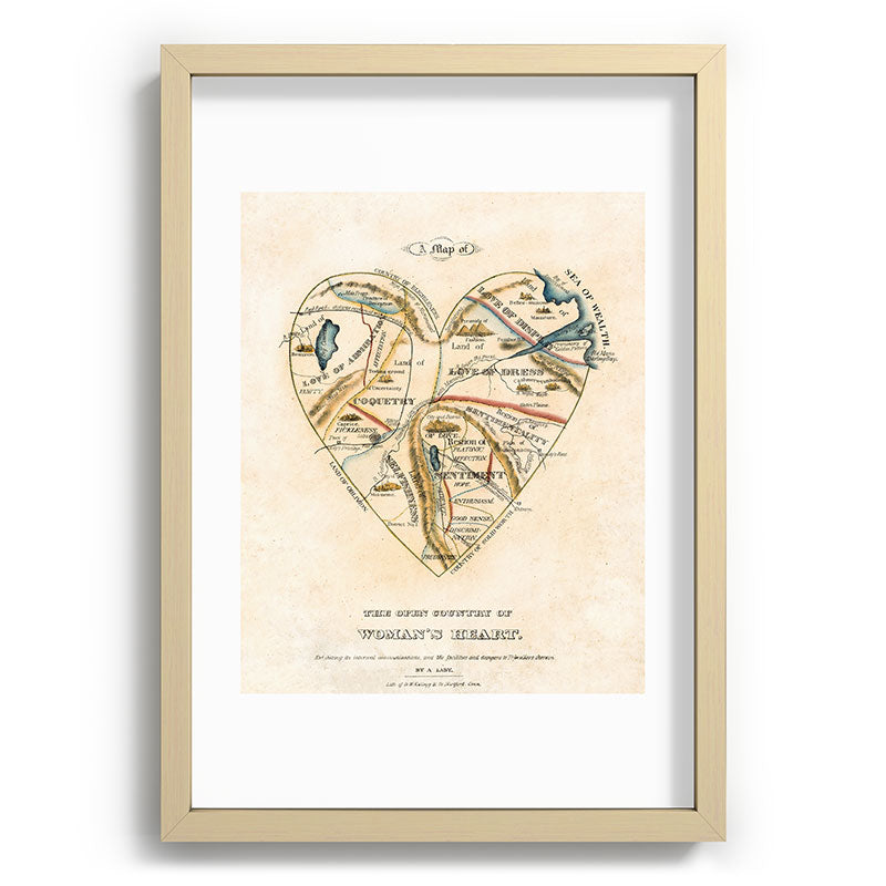 "A Map of the Open Country of a Woman's Heart" by D. W. Kellogg (c. 1833-1842) Framed Art Print
