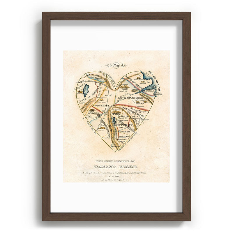 "A Map of the Open Country of a Woman's Heart" by D. W. Kellogg (c. 1833-1842) Framed Art Print