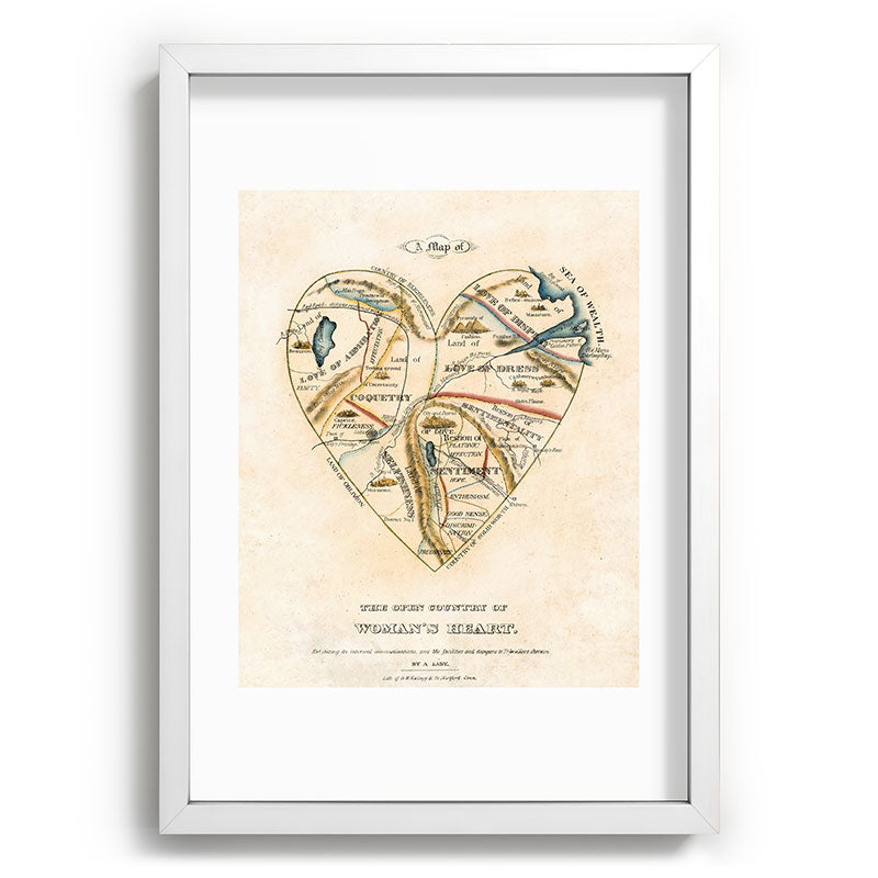 "A Map of the Open Country of a Woman's Heart" by D. W. Kellogg (c. 1833-1842) Framed Art Print