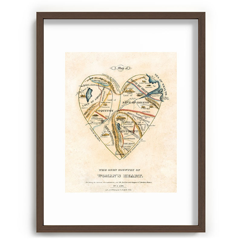"A Map of the Open Country of a Woman's Heart" by D. W. Kellogg (c. 1833-1842) Framed Art Print