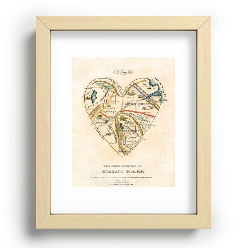 "A Map of the Open Country of a Woman's Heart" by D. W. Kellogg (c. 1833-1842) Framed Art Print