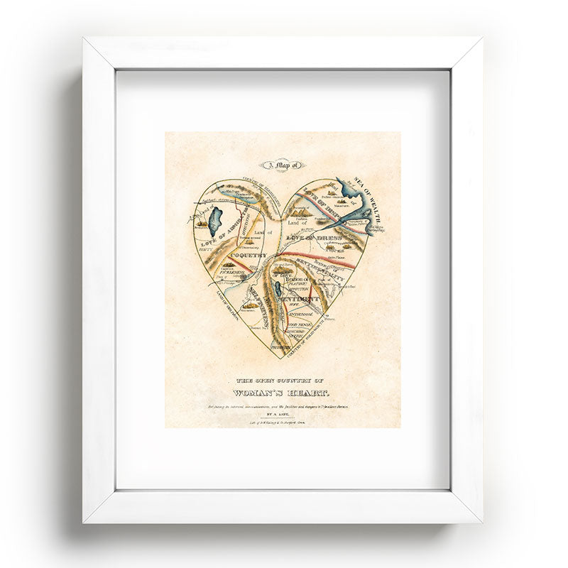 "A Map of the Open Country of a Woman's Heart" by D. W. Kellogg (c. 1833-1842) Framed Art Print