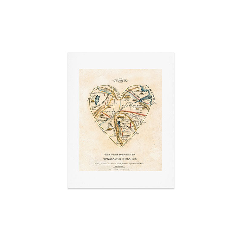 "A Map of the Open Country of a Woman's Heart" by D. W. Kellogg (c. 1833-1842) Art Print