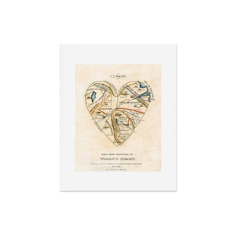 "A Map of the Open Country of a Woman's Heart" by D. W. Kellogg (c. 1833-1842) Art Print
