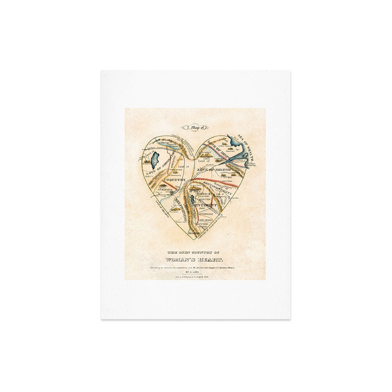 "A Map of the Open Country of a Woman's Heart" by D. W. Kellogg (c. 1833-1842) Art Print