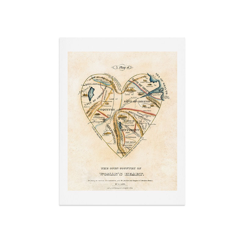 "A Map of the Open Country of a Woman's Heart" by D. W. Kellogg (c. 1833-1842) Art Print