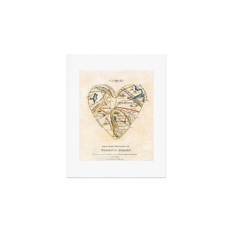 "A Map of the Open Country of a Woman's Heart" by D. W. Kellogg (c. 1833-1842) Art Print
