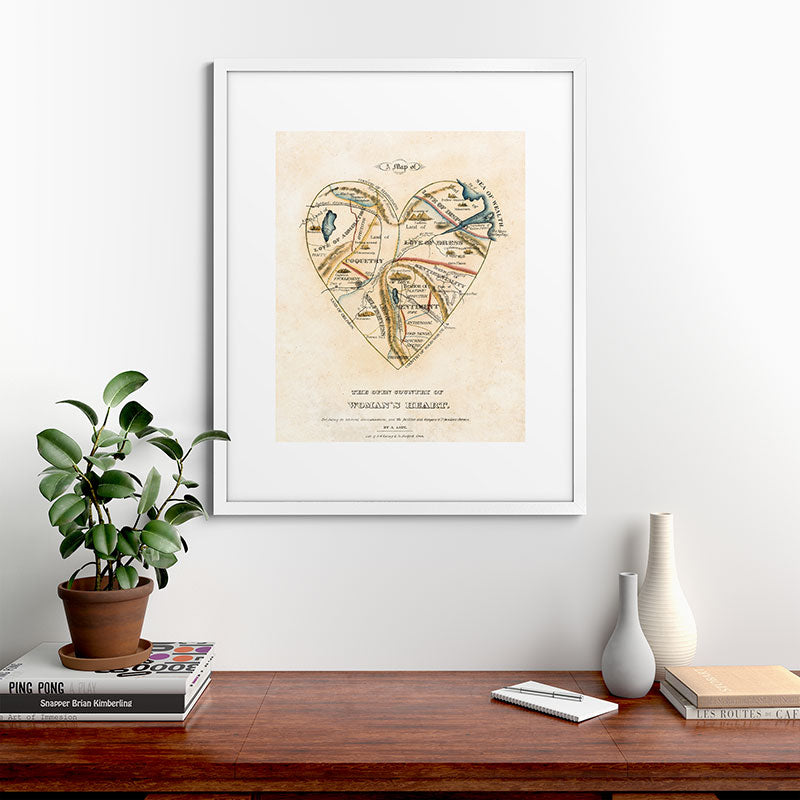 "A Map of the Open Country of a Woman's Heart" by D. W. Kellogg (c. 1833-1842) Framed Art Print