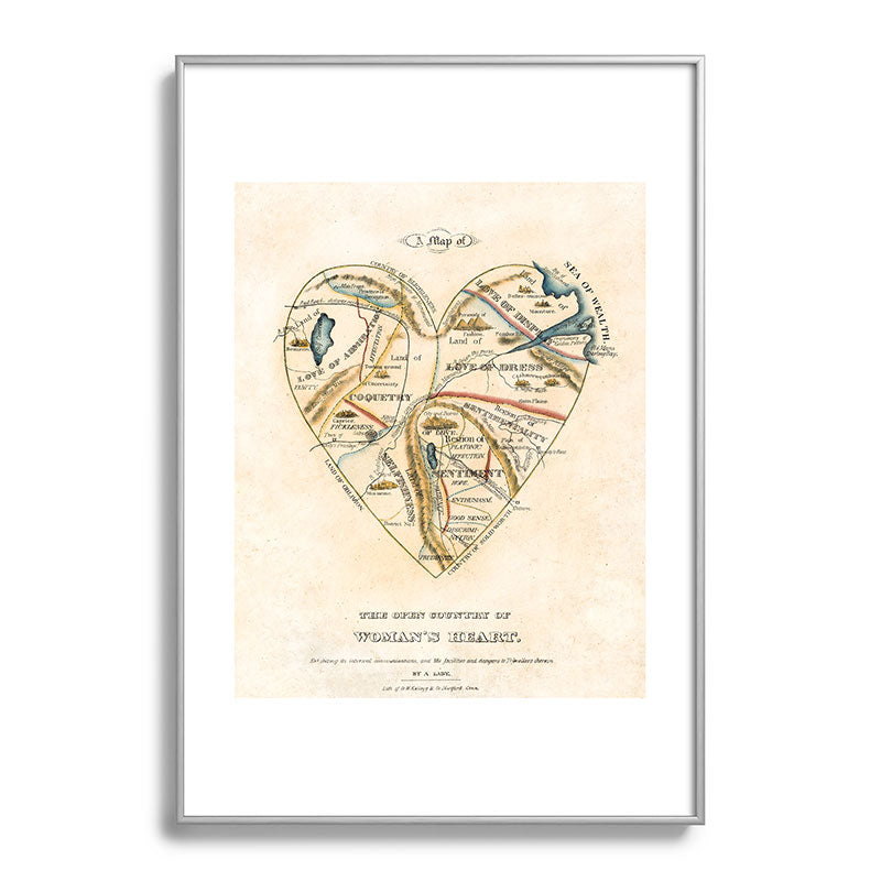 "A Map of the Open Country of a Woman's Heart" by D. W. Kellogg (c. 1833-1842) Framed Art Print