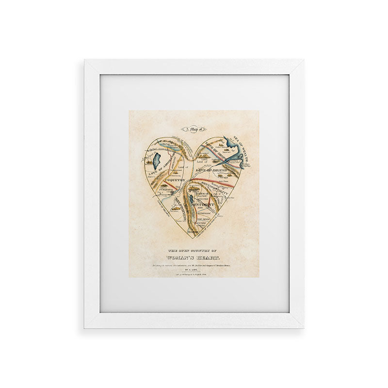 "A Map of the Open Country of a Woman's Heart" by D. W. Kellogg (c. 1833-1842) Framed Art Print